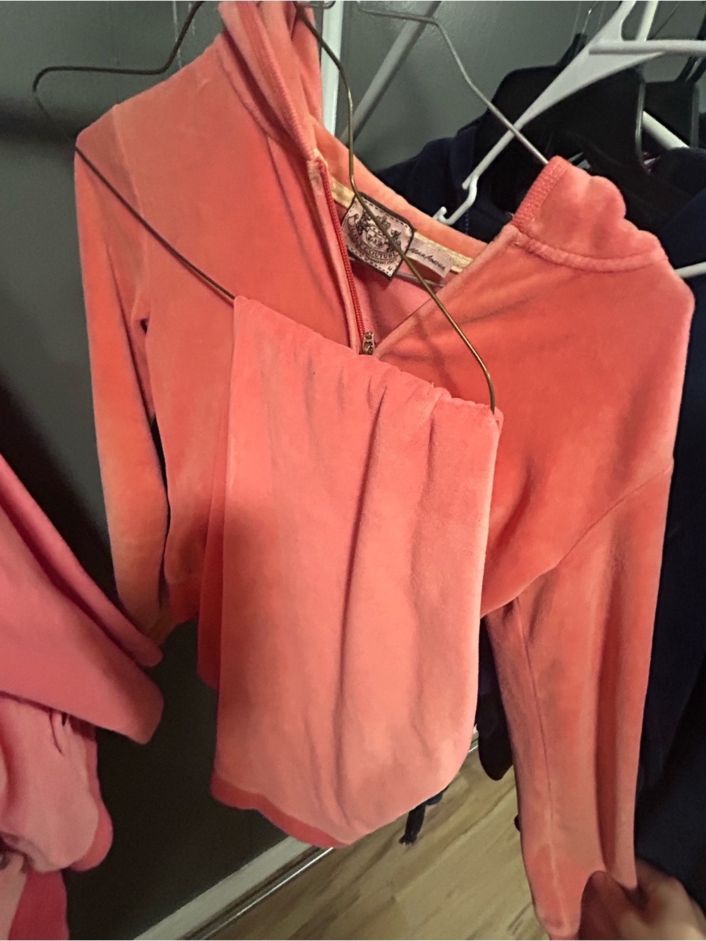 Juicy Couture Pink Coral Velour Zip Hoodie